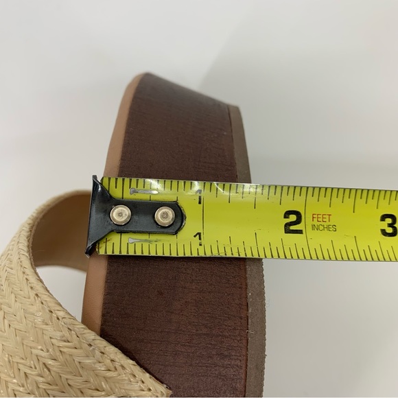 Torrid Natural Jute Brown Double Strap Wood Platform Heeled Sandals Size 9.5WW - Picture 13 of 14